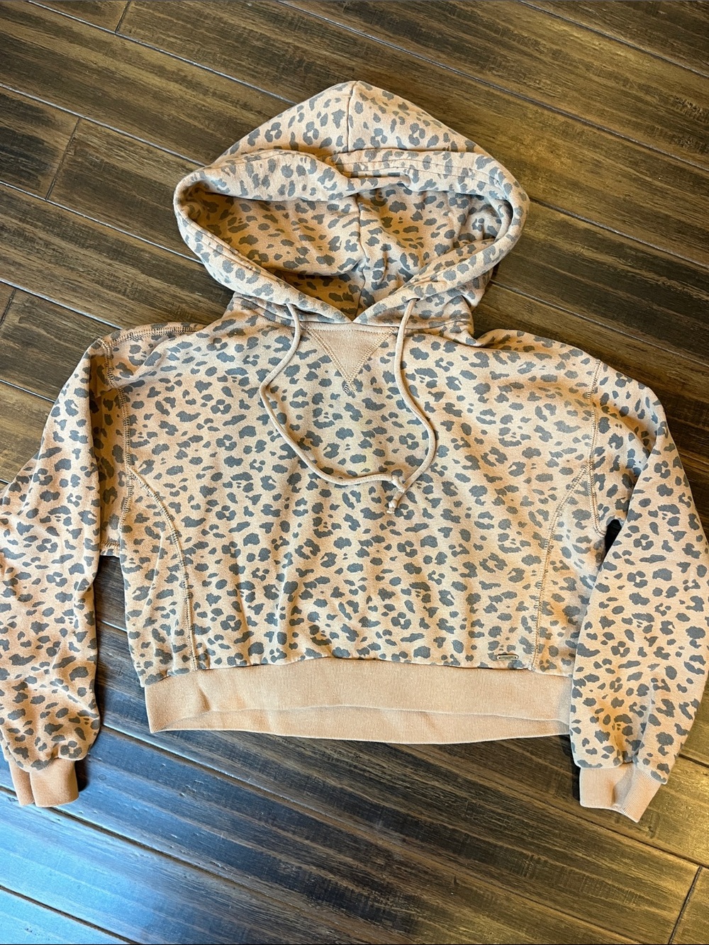 A&F Leopard Print Cropped Hoodie